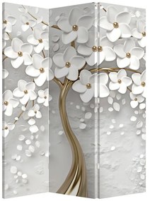 Paraván - Fehér fa virágokkal (126x170 cm)