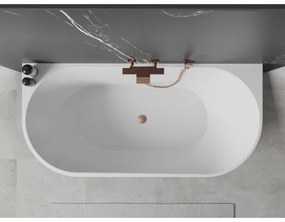 Mexen Oval, szabadon álló fali kád 160 x 80 cm, fehér, réz túlfolyó, 52671608000-65