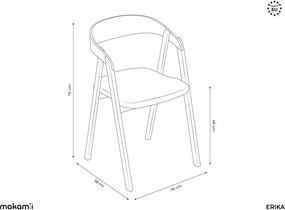 Kék tömörfa étkezőfotel Erika – Makamii