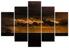 Egy vitorlás naplementekor képe (150x105 cm)