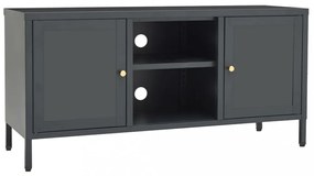 antracitszürke acél és üveg TV-szekrény 105 x 35 x 52 cm