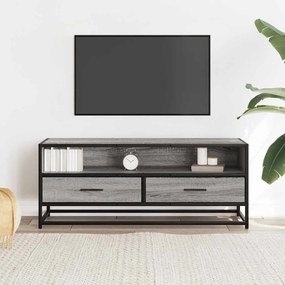 szürke sonoma színű szerelt fa és fém TV-szekrény 100x34,5x40cm