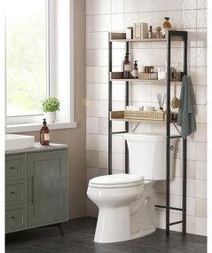 3 Szintes WC/mosógép fölé helyezhető polc szürkés-bézs és fekete színben