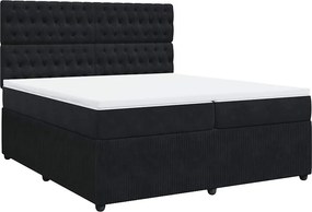 vidaXL fekete bársony rugós ágy matraccal 200x200 cm