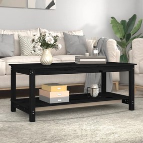 Fekete tömör fenyőfa dohányzóasztal 110 x 55 x 45 cm