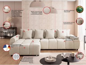 Bézs sarokkanapé (bal oldali-heverő résszel) Albane – Ropez