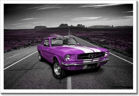 Poszterek keretben 60x40 Lila Ford Mustang az úton