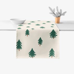 Goldea asztali futó - extra erős 100% - os pamut - karácsonyfák bézs alapon 50x180 cm