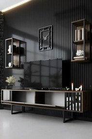 TV-állvány polcokkal Chrome Walnut and Black