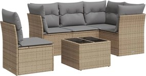 vidaXL 6 részes bézs polyrattan kerti ülőgarnitúra párnával