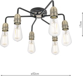 Dar Lighting loft mennyezeti lámpa kiefer antik sárgaréz matt fekete darkie0622