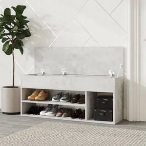 betonszürke szerelt fa cipőtároló pad 105 x 30 x 45 cm