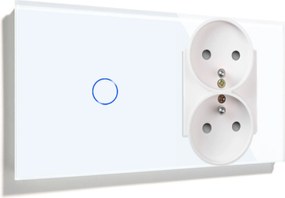 Érintőkapcsoló Üveg Szimpla 1K Zigbee Dupla Aljzat Tuya Smart