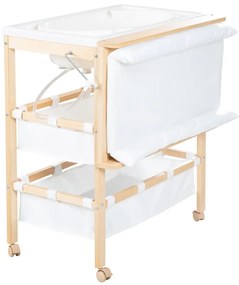 Fehér-natúr színű pelenkázó feltét nyírfa dekorral Baby Pool – Roba