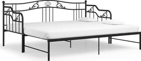 vidaXL fekete fém kihúzható kanapéágykeret 90 x 200 cm