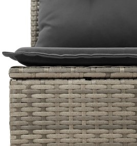 9 darabos kertibútor szett párnákkal szürke poli rattan, 2 fős kertibútor párnákkal szürke poli rattan