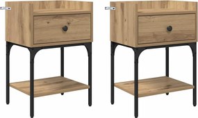vidaXL Éjjeli asztal 2 pcs Artisan tölgy 40 x 29 x 60 cm Faanyag