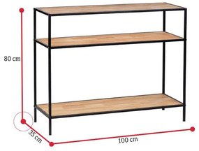 ODETE konzolasztal, 100x80x35, fekete/barna