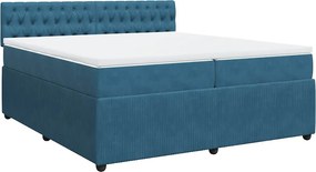 vidaXL kék bársony rugós ágy matraccal 200x200 cm