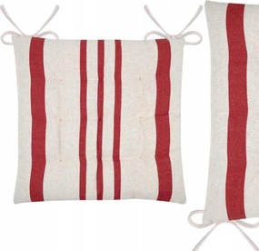 Székpárna Csíkos piros 38x38cm csomózott Bézs steppelt