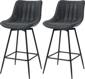 HOMCOM 2-Pack Bar Stools, 26.8 in Swivel Counter Stools with Backrest, Padded PU Leather, Footrest & Steel Legs for Kitchen Island and Dining – Black