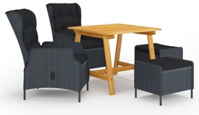 vidaXL 5 részes sötétszürke kerti étkezőgarnitúra