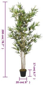 zöld mű bambuszfa 1380 levéllel 200 cm