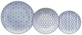 18 részes étkészlet, Metropolis Down Town, Tognana, porcelán, fehér / kék