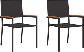 vidaXL Kerti összecsukható székek 2 pcs Fekete és Barna