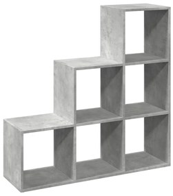 3 szintes betonszürke fa térelválasztó könyvespolc 99x29x99 cm