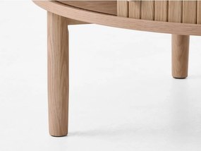 Világos natúr színű kerek dohányzóasztal tölgyfa dekorral ø 85 cm Meta – Unique Furniture