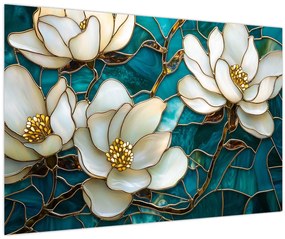Kép - Ólomüveg magnóliával (90x60 cm)