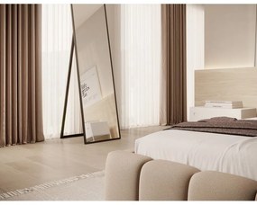 Világosbarna kárpitozott ágyneműtartós egyszemélyes ágy ágyráccsal 90x200 cm Lamica – ELTAP