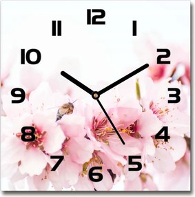 Négyzet alakú csendes üveg falióra Cseresznyevirágok 30x30