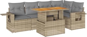 vidaXL 6 részes bézs polyrattan kerti ülőgarnitúra párnával