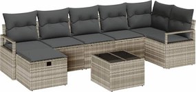 vidaXL Kanapé Szett párnával tárolóval 8 pcs Világosszürke polirattan