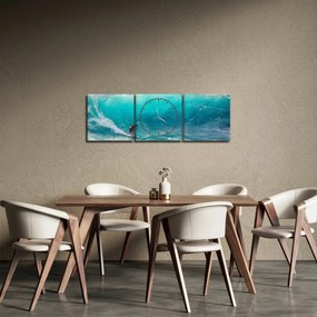 Szörfösök képe a hullámokban (órával) (90x30 cm)
