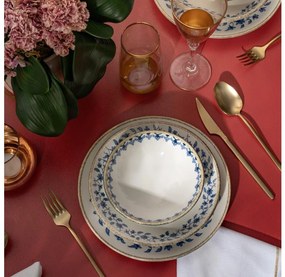 18 részes étkészlet fehér/kék/porcelán