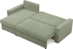 Zeus sarokkanapé, 2 ágyneműtartóval, egyenes kartámasz, kordbársony, univerzális oldal, hab töltet, zöld