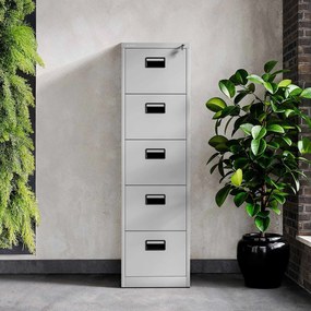 Fém irattartó szekrény, 5 fiókos SARA V5, 460 x 1630 x 620 mm, szürke