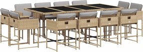 vidaXL 13részes vegyes bézs polyrattan kerti étkezőgarnitúra párnákkal
