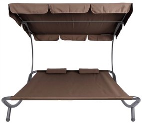 Kétszemélyes napozóágy árnyékolóval-sötét barna