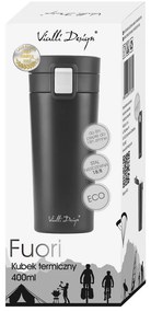 Fuori fekete thermo utazóbögre, 400 ml - Vialli Design