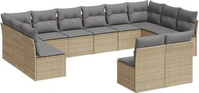 vidaXL 12 részes bézs polyrattan kerti ülőgarnitúra párnákkal