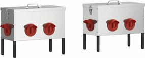 vidaXL Csirke etető 2 pcs Ezüst 41,5 x 20,5 x 33 cm Horganyzott acél