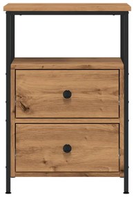 2 db kézműves tölgyszínű szerelt fa éjjeliszekrény 34x35,5x50cm