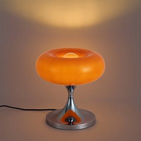Retro asztali lámpa króm narancssárga üveg búrával 31 cm - Glaze