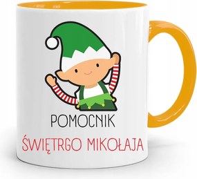 Sárga Karácsonyi Bögre Mikulásra, fényképes nyomtatással