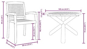 Kert étkező szett 3 pcs Barna Tömör akácfa