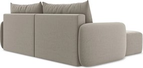 Szürkésbarna bársony kinyitható-tárolóhelyes sarokkanapé (bal oldali-heverő résszel) Kalena – Makamii